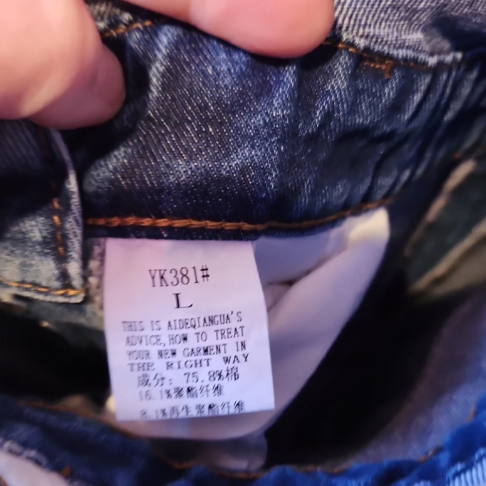 Slim Distressed Denim Overalls in Blue - Picture 3 of 3